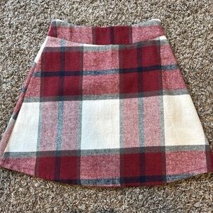 SHEIN Red and White Plaid Mini Skirt